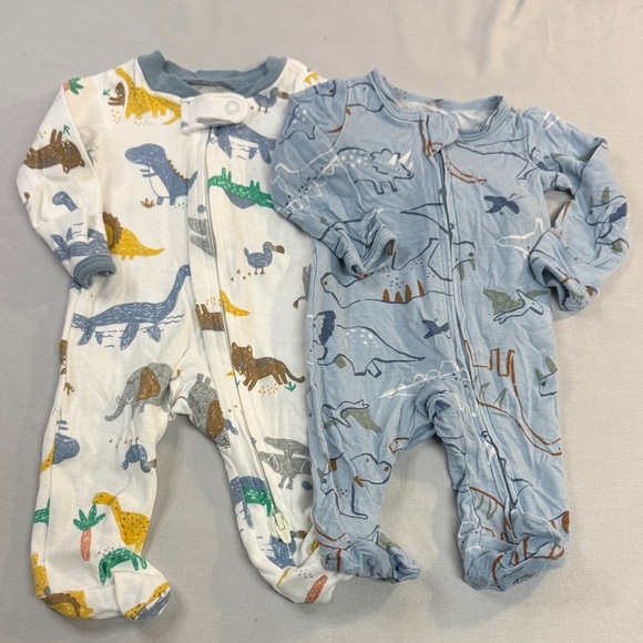 Carter's Other - Carter's - Set of 2 Dino Print Footies/Sleepers - Blue and White